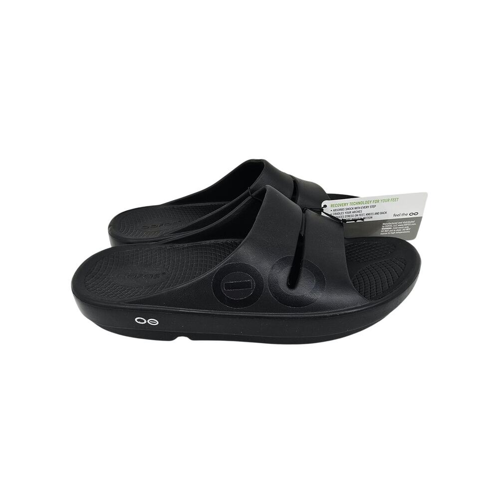 OOFOS Ooahh Slides Recovery Sandals Black M9 W11 New